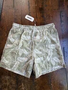 COOFANDY Men's Tropical Leaf Print Swim Trunks Size M